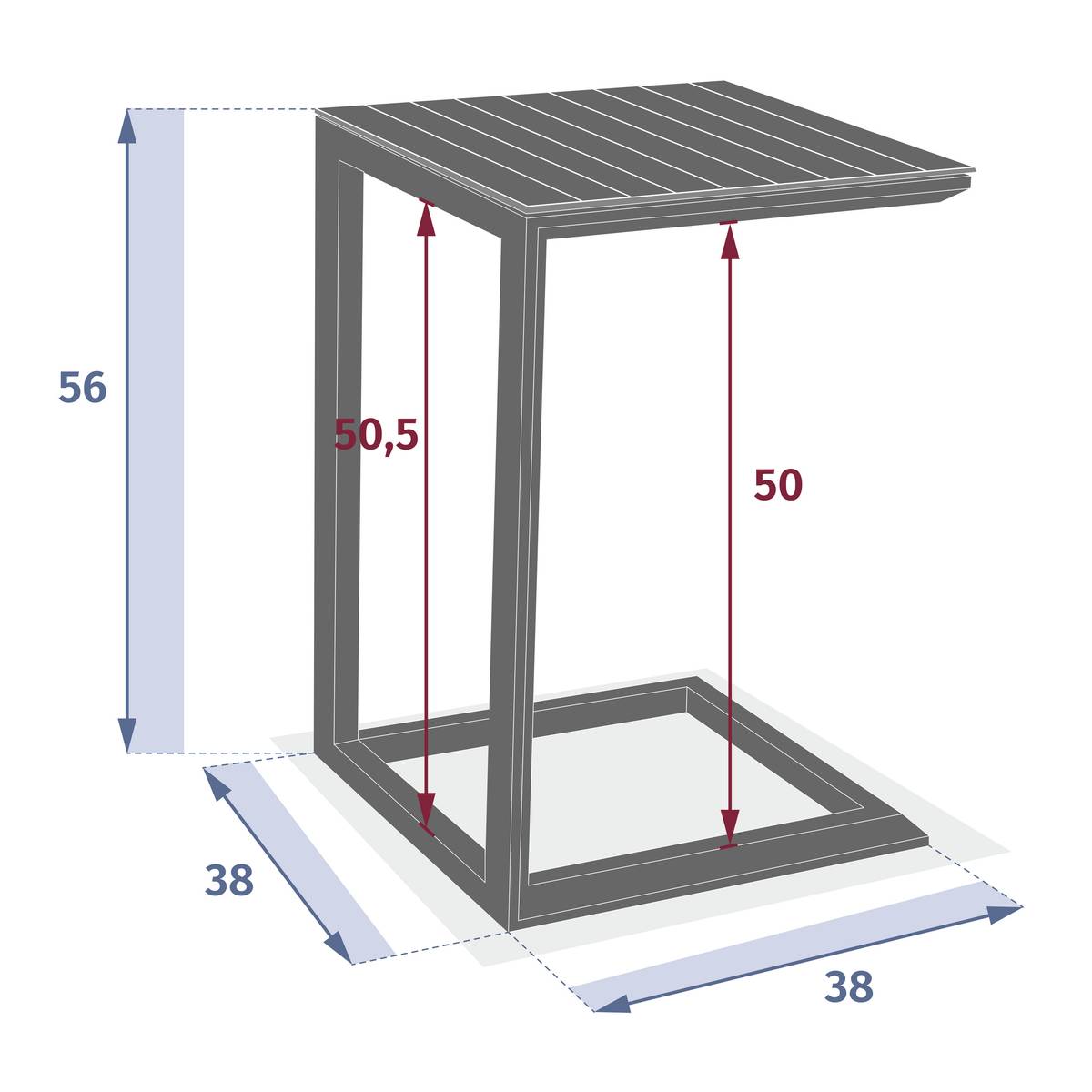 Garten-Beistelltisch quadratisch ÉVASION Mahagoni 38 x 38 cm - Aluminium mit Epoxidharz behandelt Mahagonibraun