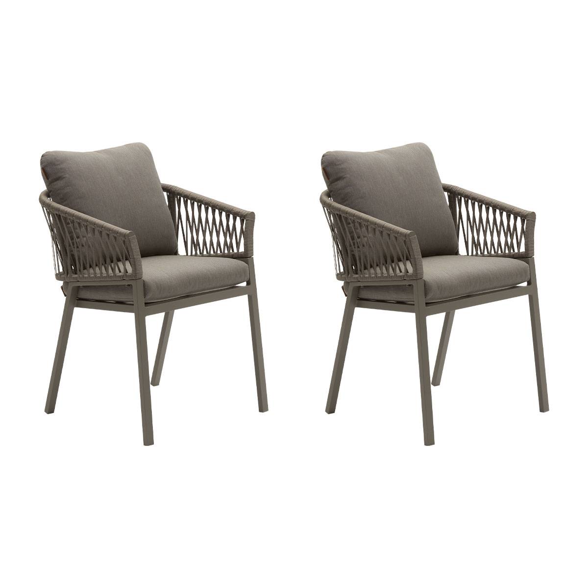 2er-Set Gartenstühle ORIENGO Macchiato / Kaffee Epoxidharz behandeltes Aluminium, Polyester Macchiato / Kaffee