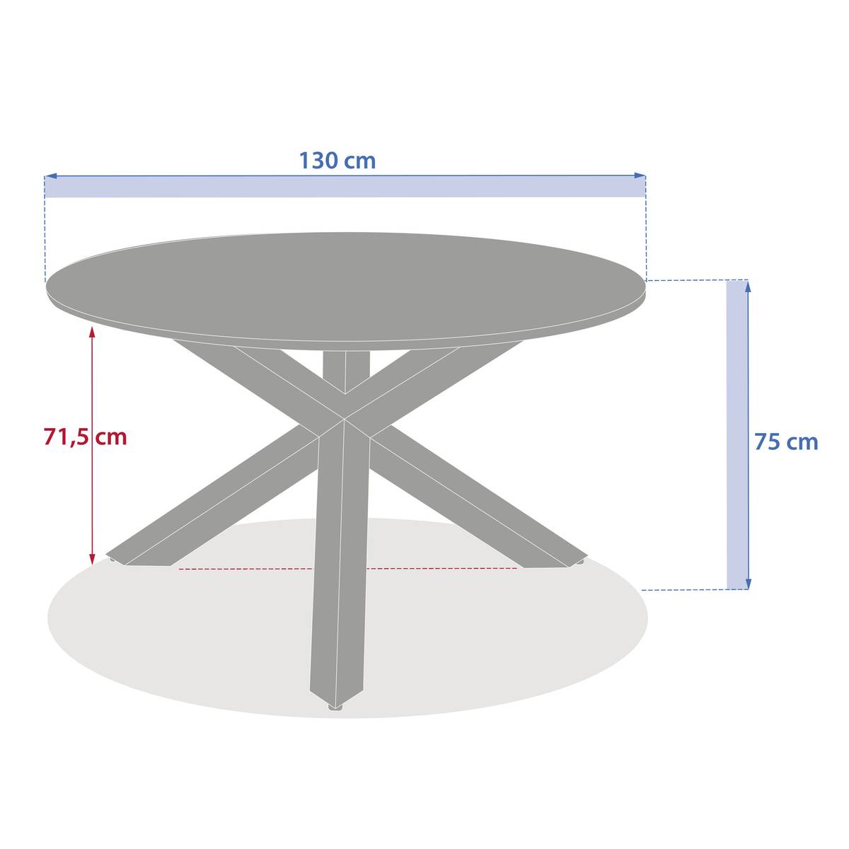 Runder Gartentisch ORYON Ton 6 Plätze - Epoxy-beschichtetes Aluminium, Glas Lehm