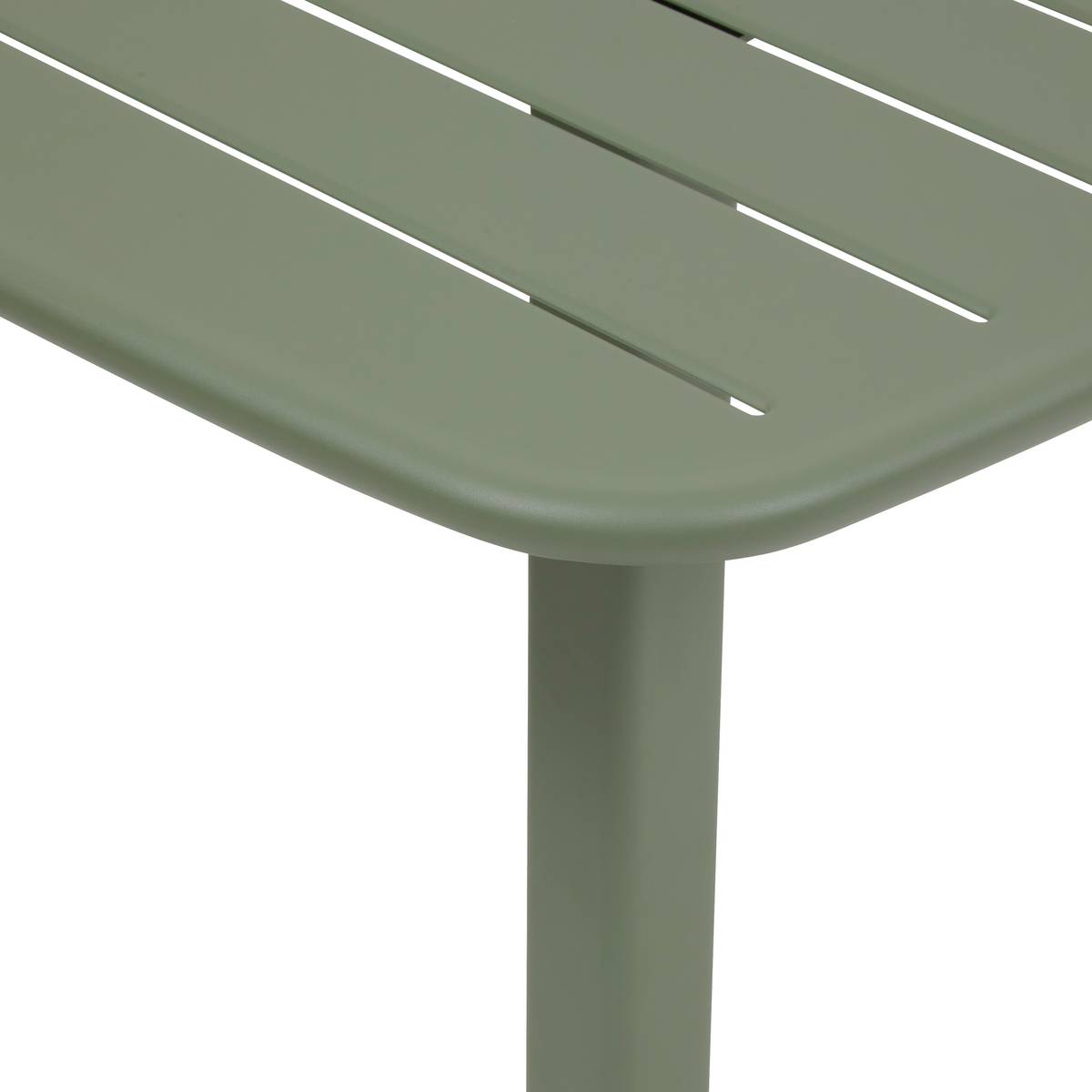 Hoher quadratischer Gartentisch ALEGORIA Lorbeergrün 2 Plätze - Epoxy-behandelter Stahl, Verstärkter Rostschutz Lorbeer
