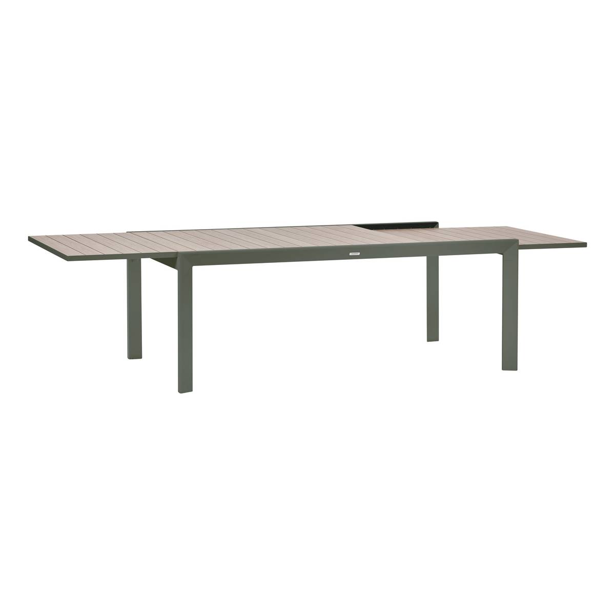 Tisch ÉVASION quadratisch ausziehbar für den Garten Leinen / Lorbeergrün 12 Plätze - Epoxy-beschichtetes Aluminium Leinen / Lorbeer