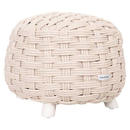 Runder Gartenhocker OBBAE Leinen beige 48,5 x 48,5 x 38 cm - Aluminium mit Epoxidharz behandelt, Polyester, Textilene