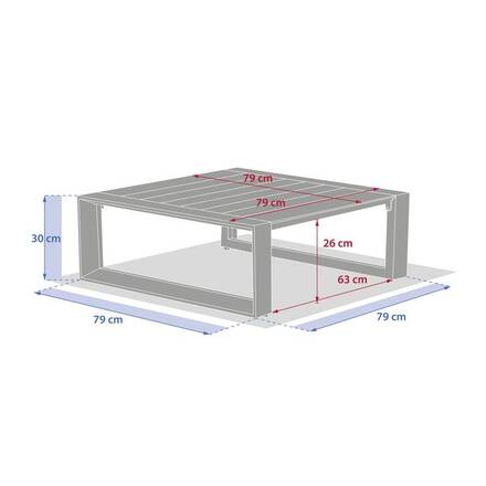 Gartencouchtisch quadratisch ALLURE Leinen / Mahagoni 79 x 79 x 30 cm - Aluminium epoxidbeschichtet