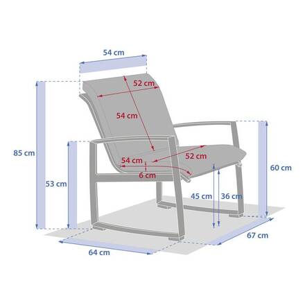 Gartensessel BOREANE Ton Epoxidharz behandeltes Aluminium, Texaline