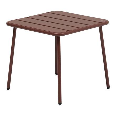 Gartencouchtisch quadratisch PHUKET aus Mahagoni 45 x 45 cm - Epoxidharzbeschichteter Stahl, Verstärkter Rostschutz