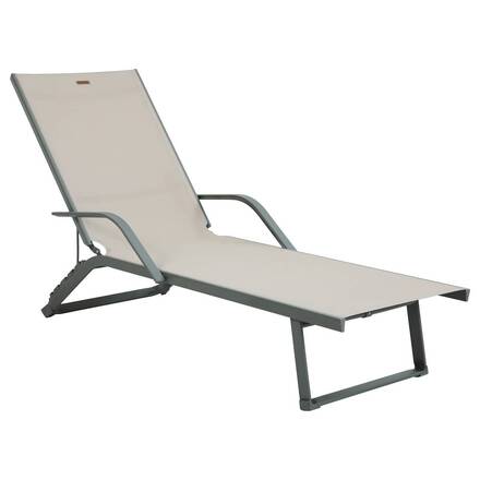Sonnenliege BAYAMO Leinen / Lorbeergrün 5 Positionen - Epoxy-behandeltes Aluminium, Texaline