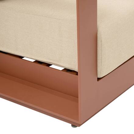 Drehbare Gartenmöbel ALLURE Beige / Mahagoni 5 Plätze - Epoxy-behandeltes Aluminium, Polyester