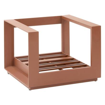 Drehbare Gartenmöbel ALLURE Beige / Mahagoni 5 Plätze - Epoxy-behandeltes Aluminium, Polyester