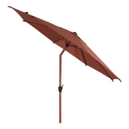 Runder neigbarer Sonnenschirm LOOMPA Mahagoni 3 m - Stahl, Aluminium, Polyester