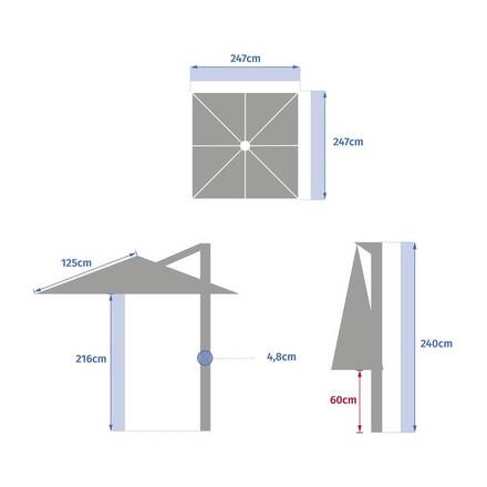 Quadratischer Ampelschirm MANOA Kaffee 2,5 x 2,5 m - Stahl, Polyester