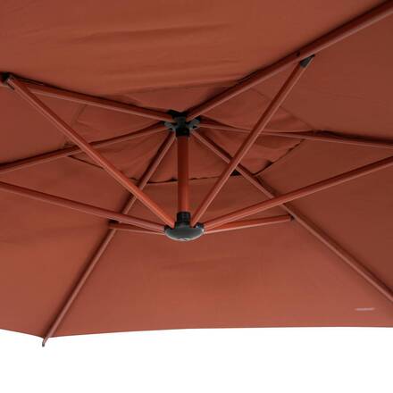 Runder Ampelschirm MANOA Mahagoni 3 m - Stahl, Polyester