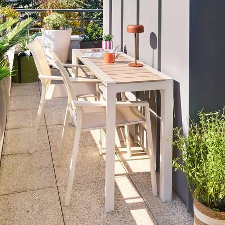 Gartentisch ÉVASION Beige Leinen 2 Plätze - Epoxy-behandeltes Aluminium