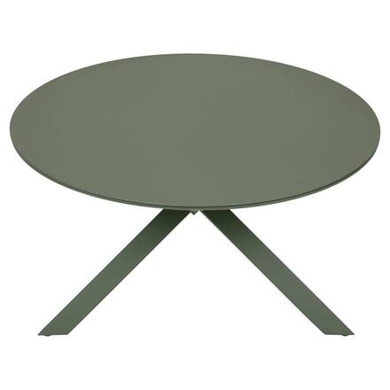 Runder Gartentisch ORYON Lorbeergrün 6 Plätze - Epoxy-beschichtetes Aluminium, Glas