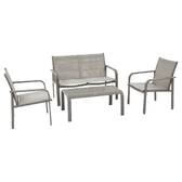 Gartenlounge-Set PIAZZA Kaffee 4 Plätze - Epoxy-behandeltes Aluminium, Texaline Kaffee