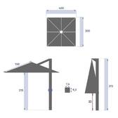 Rechteckiger neigbarer Ampelschirm MELHIA Lorbeergrün 4 x 3 m - Aluminium, Stahl, Olefin Lorbeer