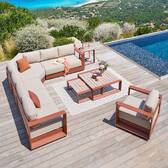 Garten-Loungesessel ALLURE Beige / Mahagoni Epoxidharz behandeltes Aluminium, Polyester Beige / Mahagoni Braun