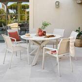 Runder Gartentisch ORYON Ton 6 Plätze - Epoxy-beschichtetes Aluminium, Glas Lehm