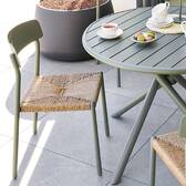 Gartenstuhl WISTTY Lorbeergrün Epoxidharz behandeltes Aluminium, synthetisches Flechtwerkharz Lorbeer