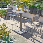 Hoher quadratischer Gartentisch ALEGORIA Kaffee 2 Plätze - Epoxy-behandelter Stahl, Verstärkter Rostschutz Kaffee