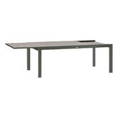 Tisch ÉVASION quadratisch ausziehbar für den Garten Leinen / Lorbeergrün 12 Plätze - Epoxy-beschichtetes Aluminium Leinen / Lorbeer