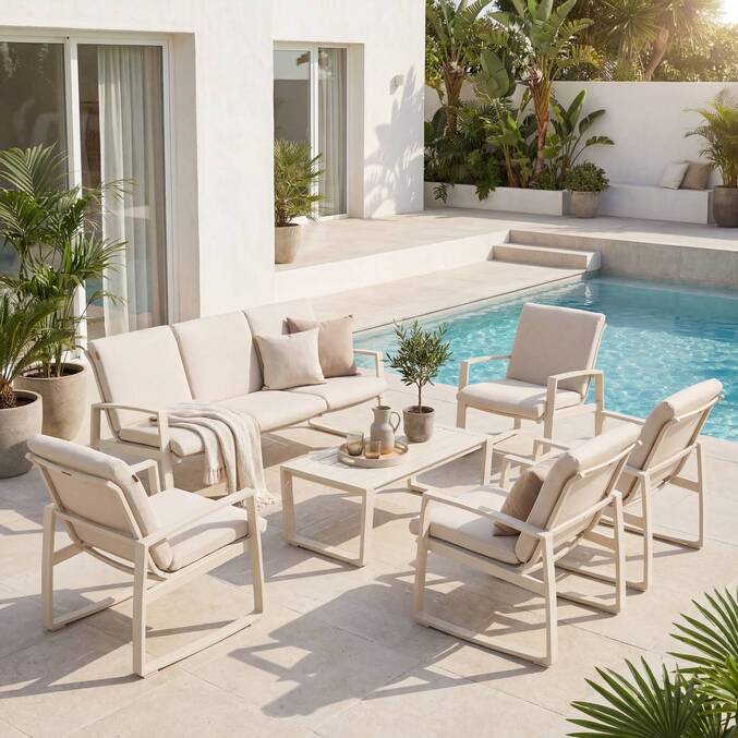 Gartensessel BOREANE Ton Epoxidharz behandeltes Aluminium, Texaline Lehm