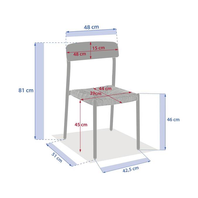 Gartenstuhl WISTTY Graphit Epoxidharz behandeltes Aluminium, synthetisches Flechtwerkharz Graphit