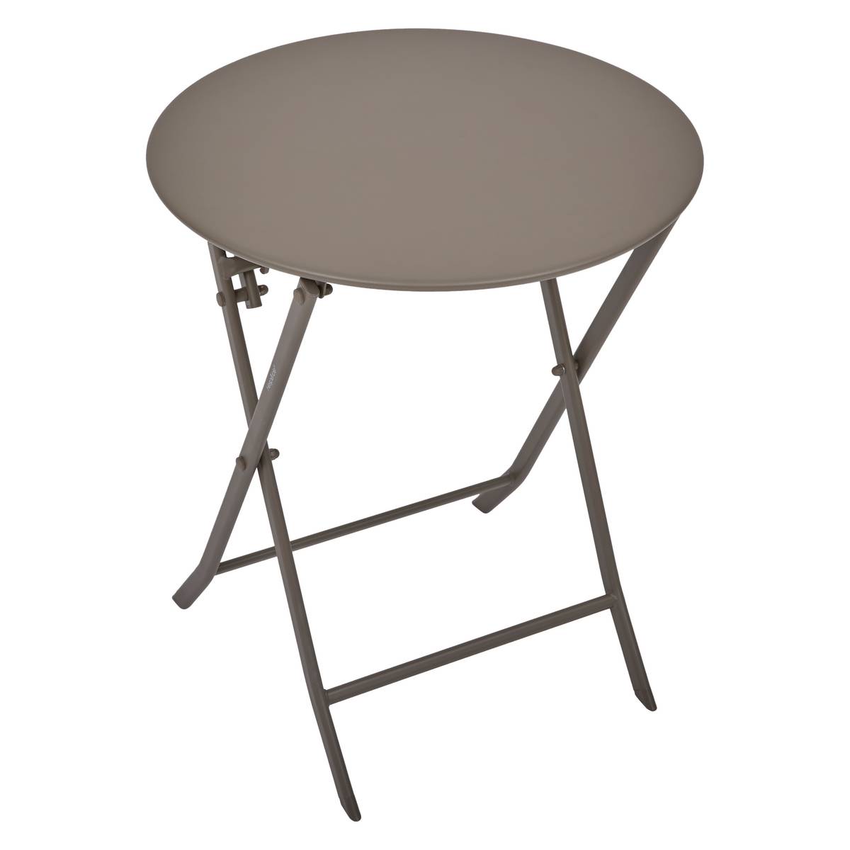 Runder klappbarer Gartentisch GREENSBORO Kaffee 2 Plätze - Epoxy-behandelter Stahl, Verstärkter Rostschutz Kaffee
