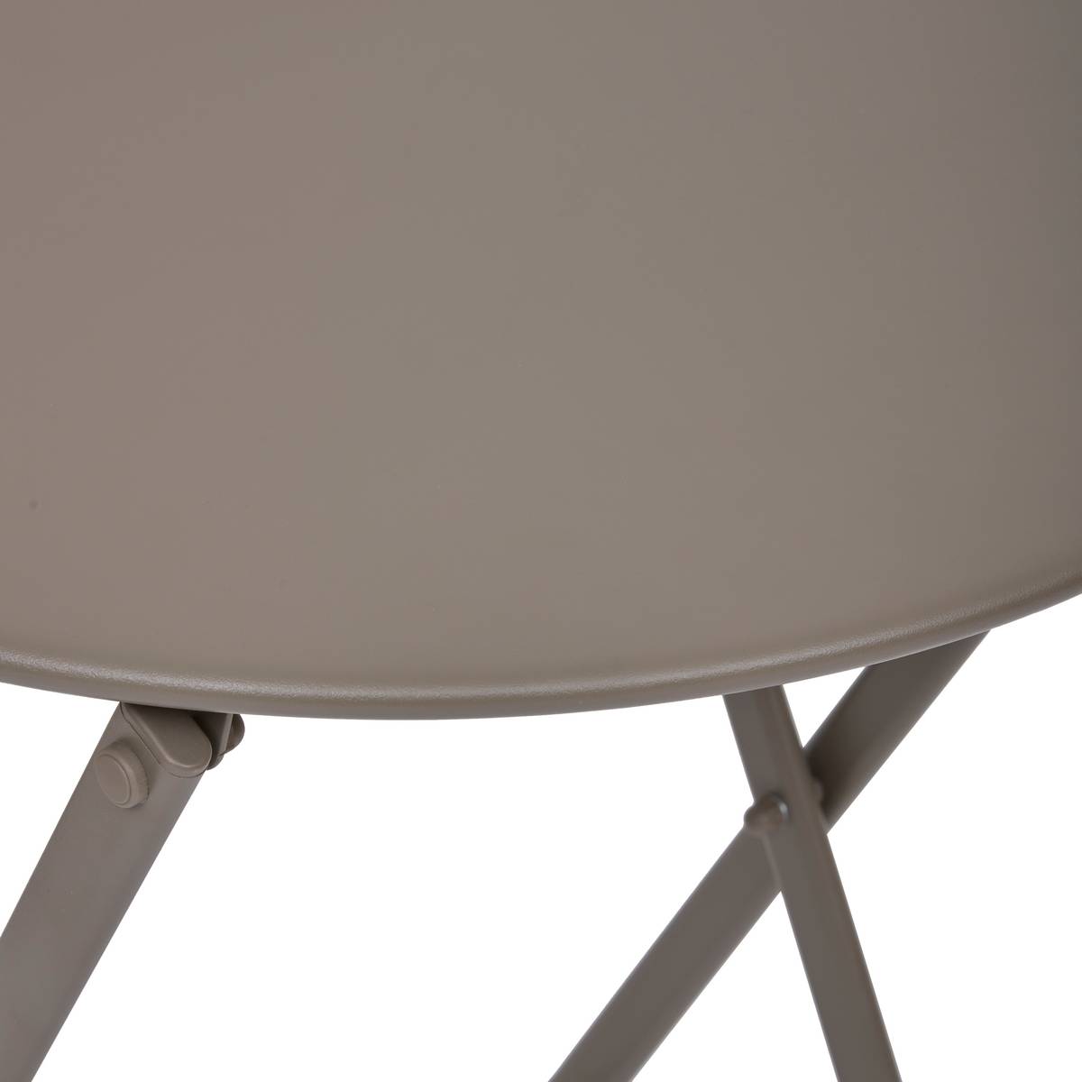 Runder klappbarer Gartentisch GREENSBORO Kaffee 2 Plätze - Epoxy-behandelter Stahl, Verstärkter Rostschutz Kaffee