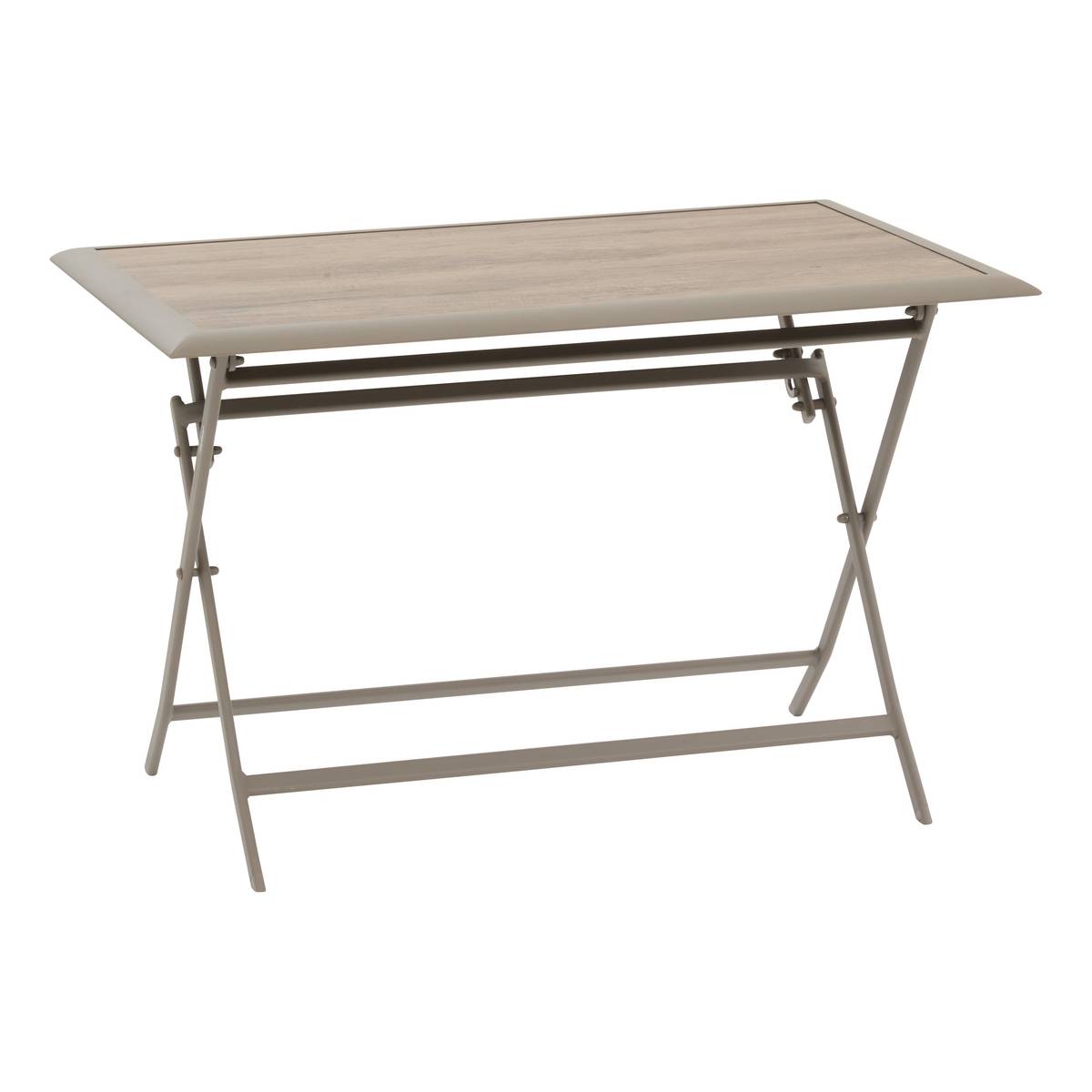 Rechteckiger klappbarer Gartentisch AZUA Trüffel / Kaffee 4 Plätze - Epoxy-beschichtetes Aluminium, Glas Trüffel / Kaffee