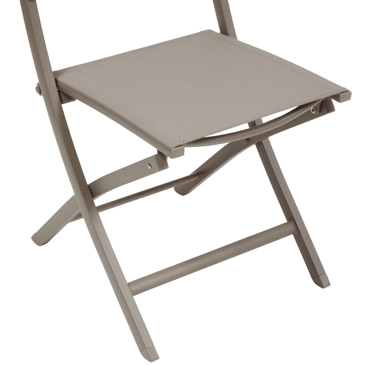 4er-Set klappbare Gartenstühle ESSENTIA Haselnuss / Kaffee Epoxidharz behandelter Stahl, Epoxidharz behandeltes Aluminium, Texaline Haselnuss / Kaffee