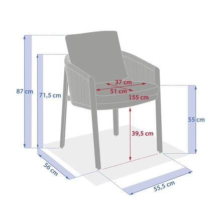 Gartenstuhl mit Armlehnen NELORA Honig Epoxidharz behandeltes Aluminium, Recyceltes Polyester