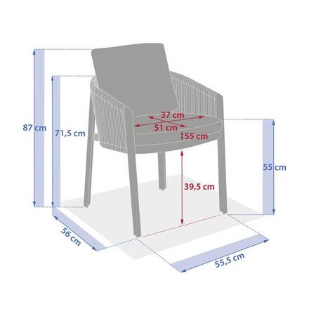 Gartenstuhl mit Armlehnen NELORA Honig Epoxidharz behandeltes Aluminium, Recyceltes Polyester