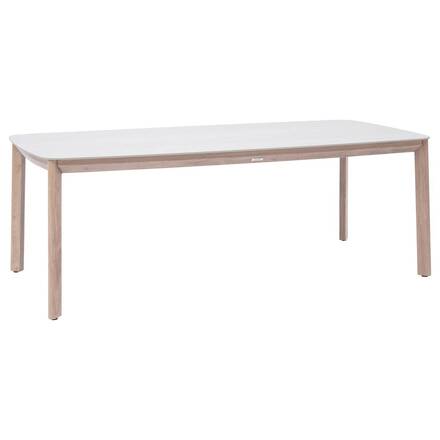 Rechteckiger Gartentisch NELORA Beige seil / Honig 8 Plätze - Epoxy-behandeltes Aluminium, Sinterstein