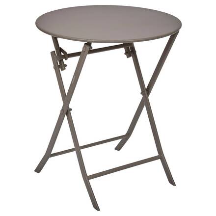 Runder klappbarer Gartentisch GREENSBORO Kaffee 2 Plätze - Epoxy-behandelter Stahl, Verstärkter Rostschutz
