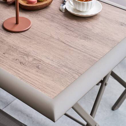 Rechteckiger klappbarer Gartentisch AZUA Trüffel / Kaffee 4 Plätze - Epoxy-beschichtetes Aluminium, Glas
