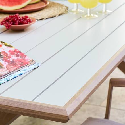Rechteckiger Gartentisch AXIOME Ton / Honig 8 Plätze - Epoxy-beschichtetes Aluminium