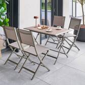 Rechteckiger klappbarer Gartentisch AZUA Trüffel / Kaffee 4 Plätze - Epoxy-beschichtetes Aluminium, Glas Trüffel / Kaffee