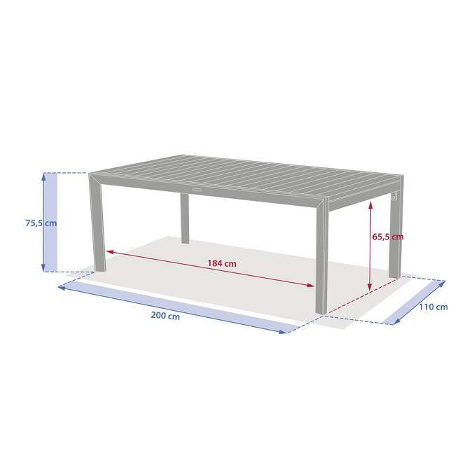 Ausziehbarer quadratischer Gartentisch ÉVASION Leinen / Ton 12 Plätze - Epoxy-beschichtetes Aluminium Leinen / Ton