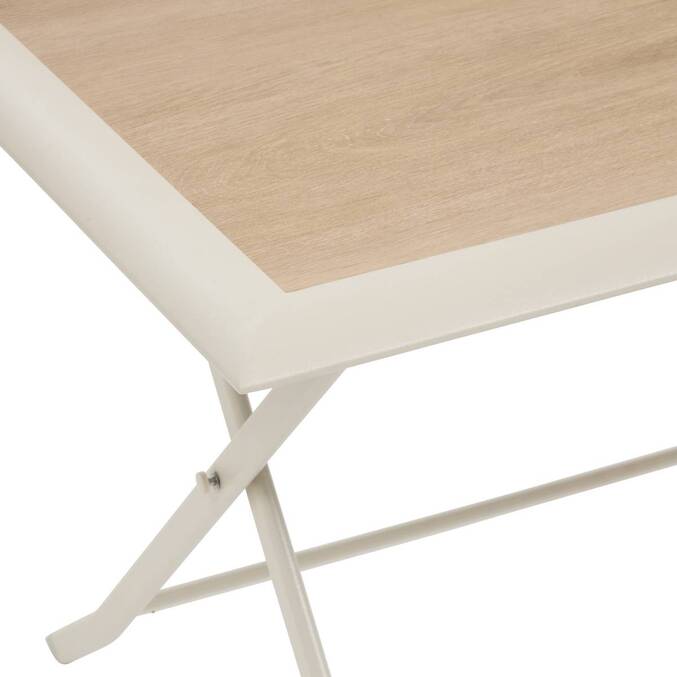 Rechteckiger klappbarer Gartentisch AZUA Dinkel / Ton 6 Plätze - Epoxy-beschichtetes Aluminium, Glas Dinkel / Ton