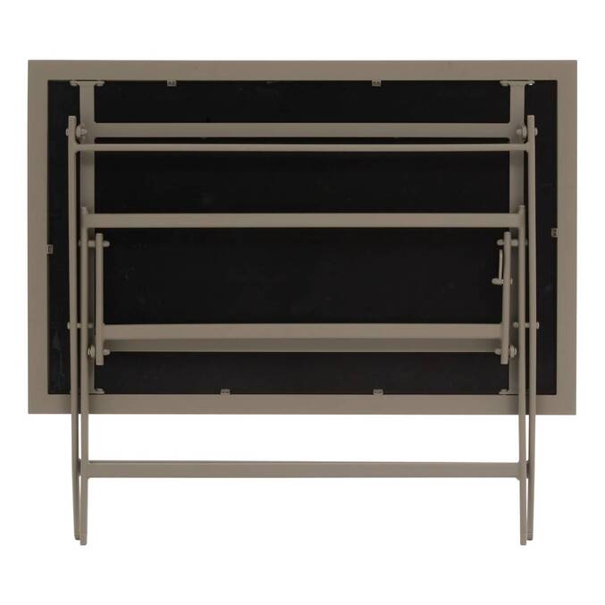 Rechteckiger klappbarer Gartentisch AZUA Trüffel / Kaffee 4 Plätze - Epoxy-beschichtetes Aluminium, Glas Trüffel / Kaffee