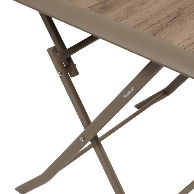Klappbarer quadratischer Gartentisch AZUA Trüffel / Kaffee 2 Plätze - Epoxy-beschichtetes Aluminium, Glas Trüffel / Kaffee