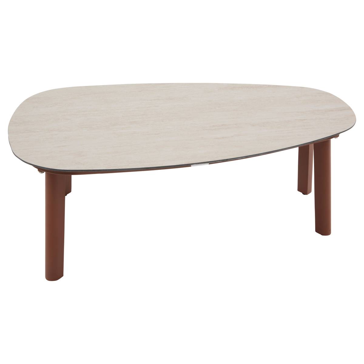 Gartenlounge-Set FLOVIA Mahagoni 4 Plätze - Epoxy-behandeltes Aluminium, Texaline Mahagonibraun