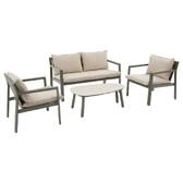 Gartenlounge-Set FLOVIA Lorbeergrün 4 Plätze - Epoxy-behandeltes Aluminium, Texaline Lorbeer