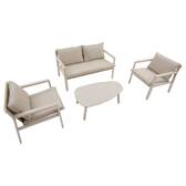 Gartenlounge-Set FLOVIA Ton 4 Plätze - Epoxy-behandeltes Aluminium, Texaline Lehm