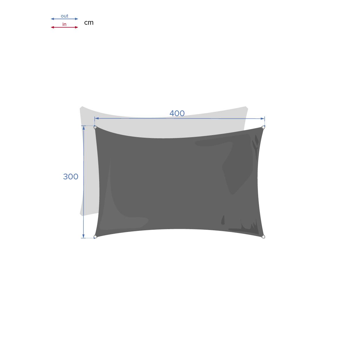 Rectangular shade sail CURACAO Grey 4 x 3 m - Polyester Slate