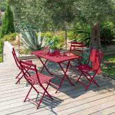 Rectangular folding garden table GREENSBORO Redcurrant 4 seats - Epoxy treated steel, Reinforced anti-rust treatment Currant