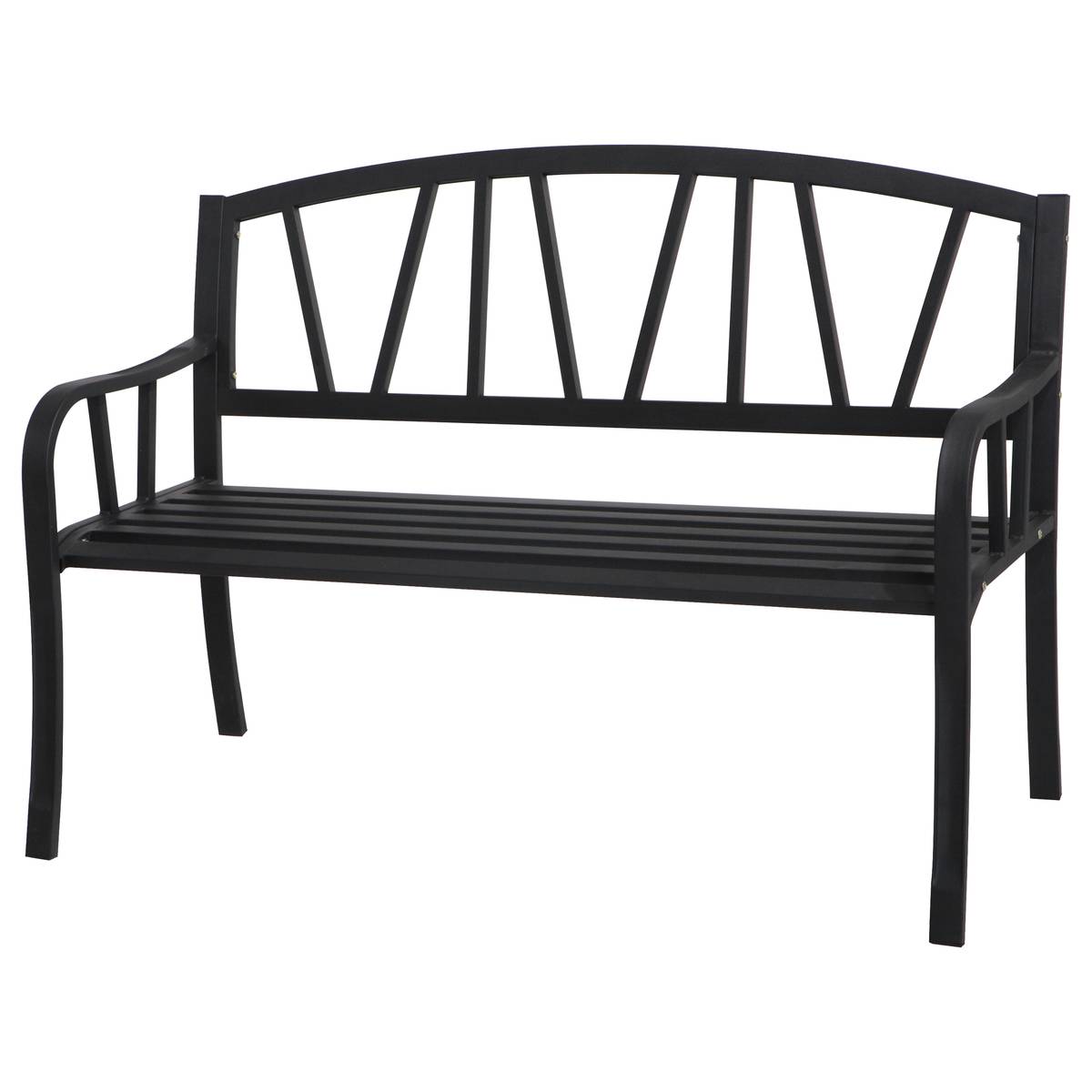Garden bench ALVERNIA Black 3-seater - Epoxy-coated steel, Reinforced anti-rust treatment Black