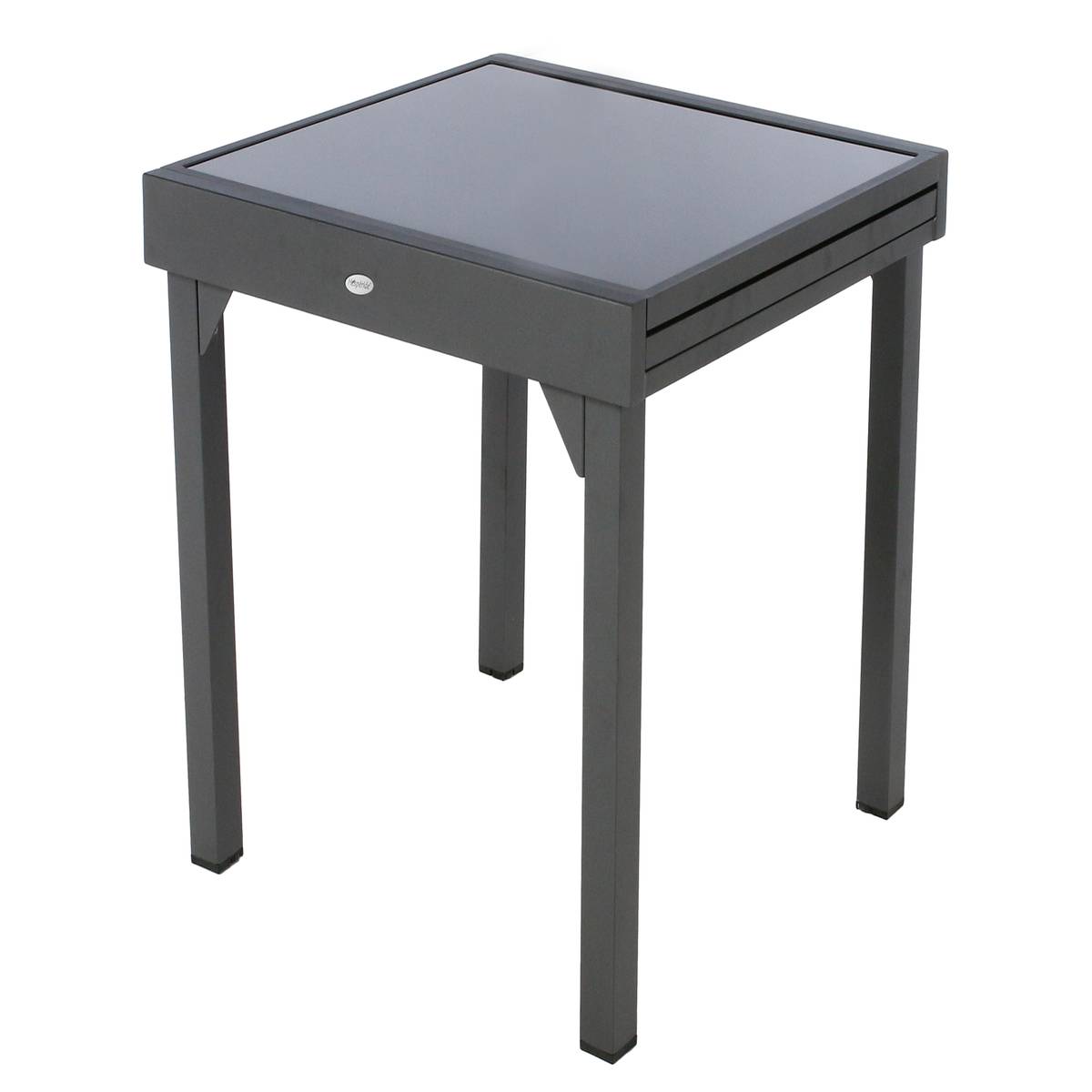 Extendable garden table PIAZZA Graphite 8 seats - Epoxy-treated aluminum, Tempered glass Graphite