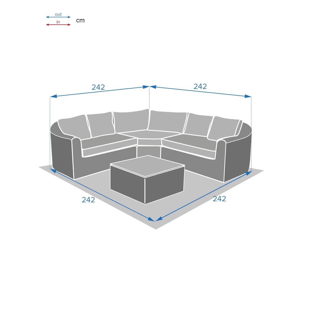 Garden corner sofa set MOORÉA Umber 5 seats - Epoxy-treated aluminum, Synthetic wicker, Polyester Terre d'ombre