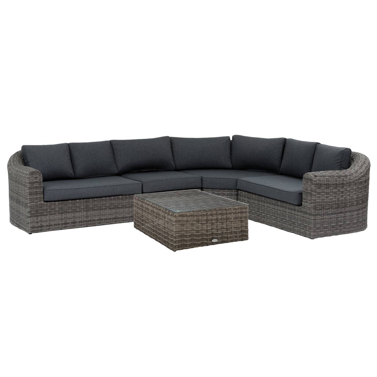 Garden corner sofa set MOORÉA Umber 5 seats - Epoxy-treated aluminum, Synthetic wicker, Polyester Terre d'ombre